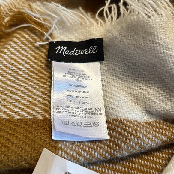 Madewell Buffalo Check Blanket Scarf Antique Gold NWT - Picture 3 of 9